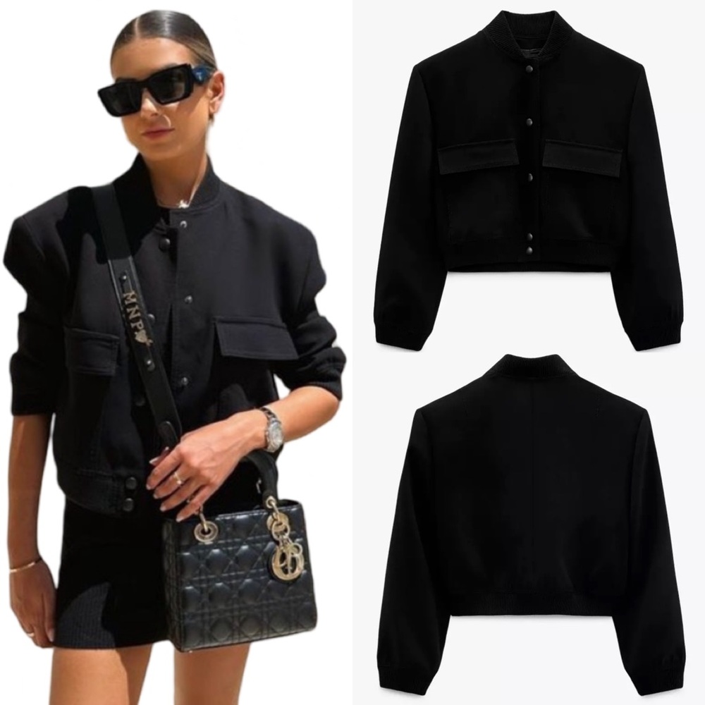 ZARA Maxi Pocket Cropped Bomber